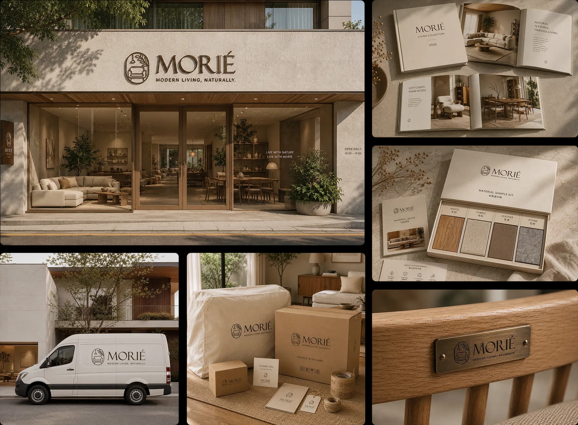 MORIE HomeStore brand application showcase